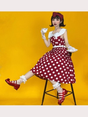 Souffle Song Vintage Polka Dots Lolita Dress OP (SS1001)